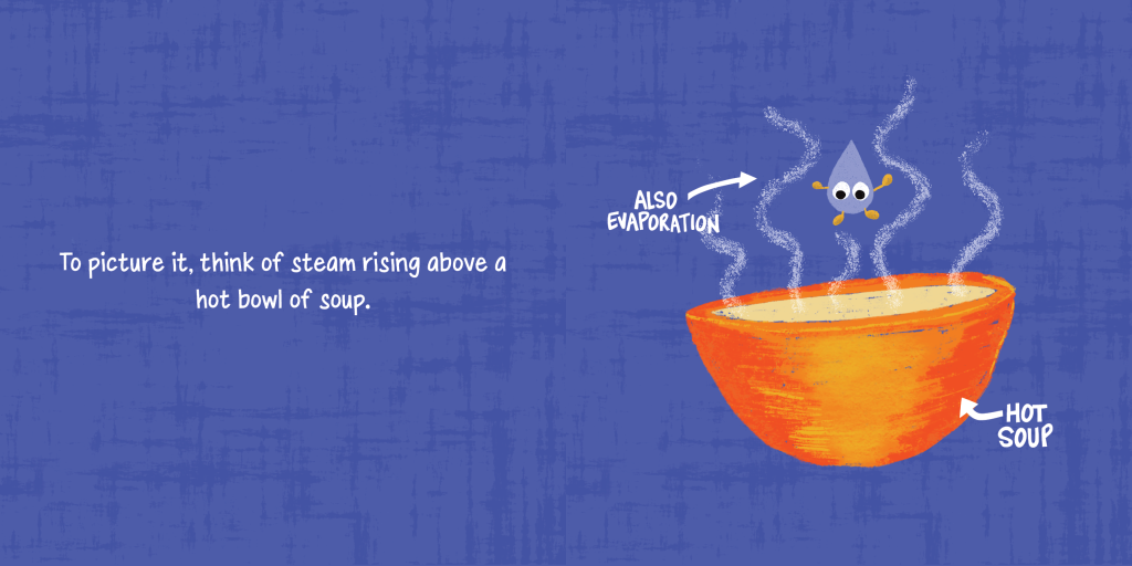 Exemple d’illustration : pour se le représenter, pensez à la vapeur qui s’élève d’un bol de soupe bien chaud.