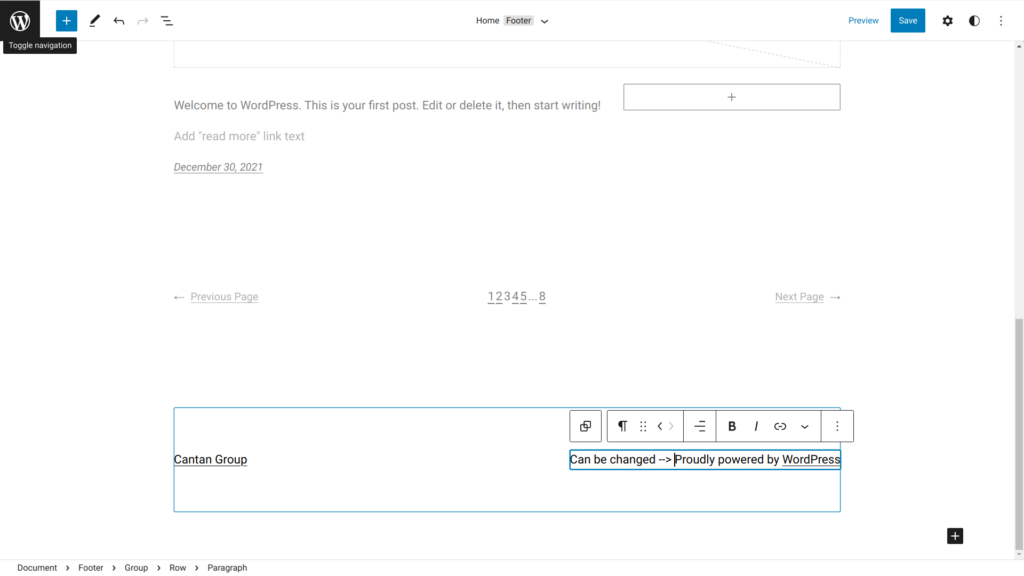 Thème WordPress Twenty Twenty Two : modifier facilement l’attribution