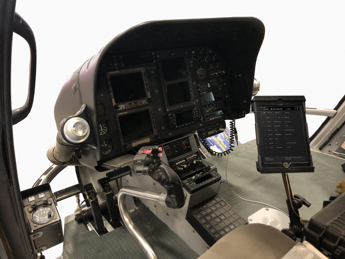 The eDFR app displayed on a helicopter-mounted tablet.